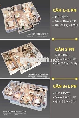 Căn hộ 3PN trực diện biển Mỹ Khê Đẳng cấp - The Sang Residence Da Nang