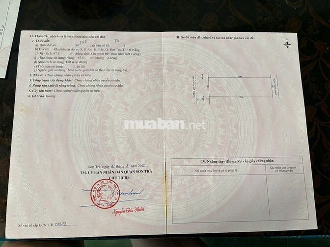 BÁN ĐẤT MT AN CƯ 4 SÁT MORISON GẦN BIỄN