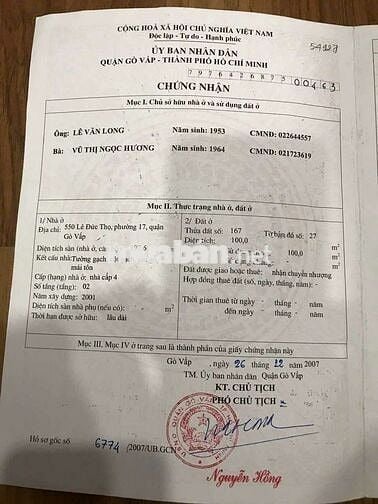 Nhà 4, 1x30m mặt đường Lê Đức Thọ
