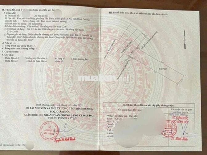 Đất 82m2 gần khu du lịch Hố Lang, p Tân Bình, tp Dĩ An