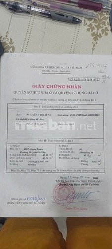 Bán lô đất đẹp (5x17) 492/11 Quang Trung p10 Gò Vấp (Đối diện Coopmart