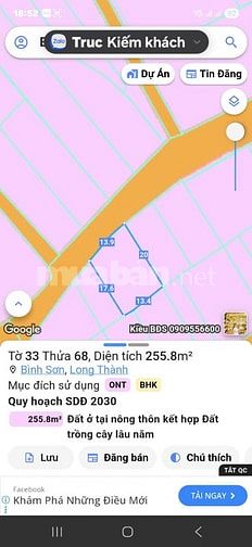 BÁN ĐẤT THỔ CƯ 100% - XÃ BÌNH SƠN, LONG THÀNH