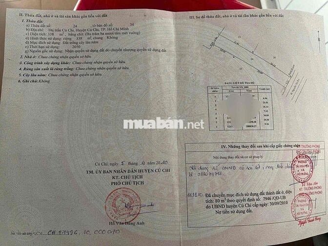 Giá *** khu - bán vội lô đất tại Nguyễn Thị Rư, TT Củ Chi. 338m2