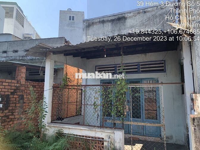 Bán Đất + Nhà 155,9 m2, nở hậu. Full Thổ Cư, Hẻm 12 Đường số 05, P17