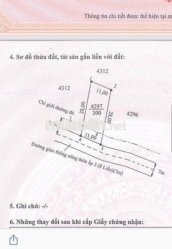Bán 300m2 đất thổ cư tiếp giáp mặt tiền đường nông thôn ấp 3 (8liếu)