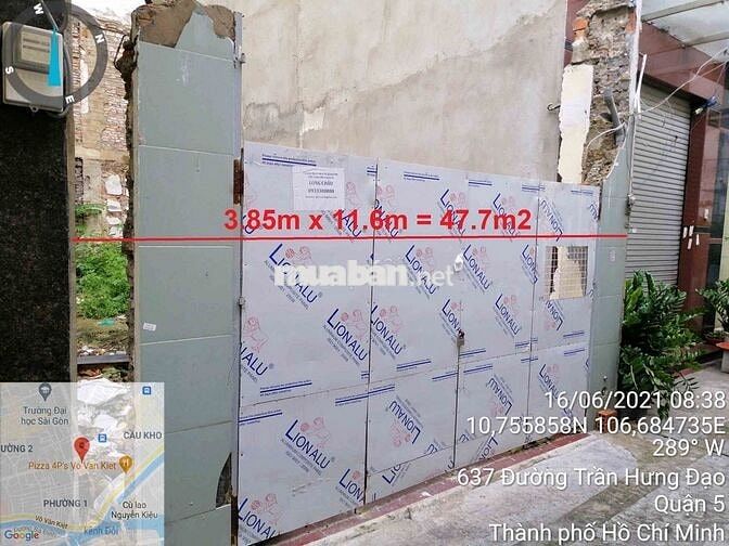 HOT HOT- HÀNG HIẾM - Bán lô đất 44,7m2 Hẻm 637 Trần Hưng Đạo, Q5