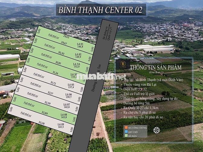 🌟 BÁN 3 LÔ ĐẤT LIỀN KỀ – TRUNG TÂM DÂN CƯ BÌNH THẠNH (XÃ ĐINH VĂN MỚI)
