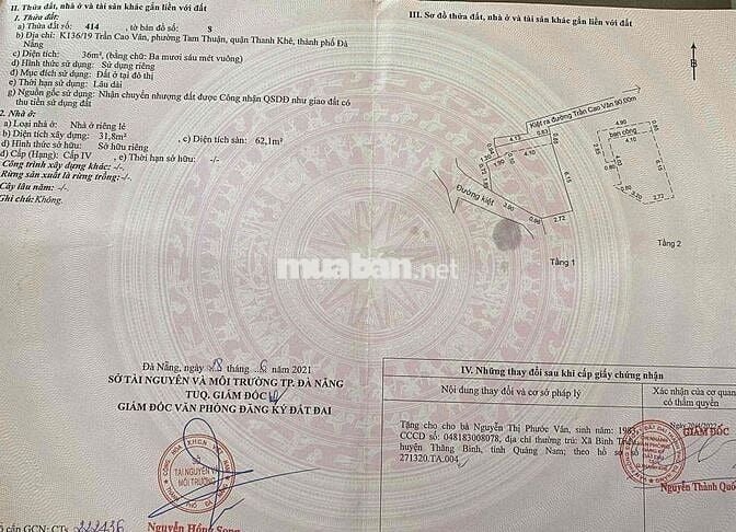 Nhà 2 tầng hẻm 136 Trần Cao Vân 2 phòng ngủ