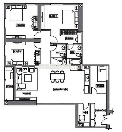 Căn hộ 142.8m2, 3PN + 1 P. Nhỏ, 2VS, Hà Đông