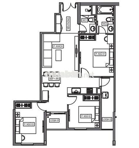 Căn hộ 89.7m2, 3PN, 2VS, Hà Đông