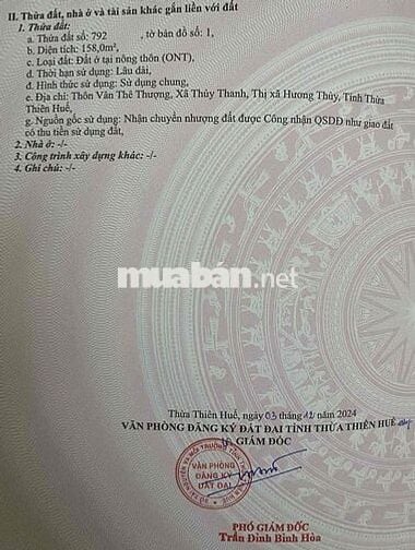 ĐẤT KIỆT OTO gần Trường Tiểu Học VÂN THÊ THUỶ THANH 158m2 1,3x tỷ