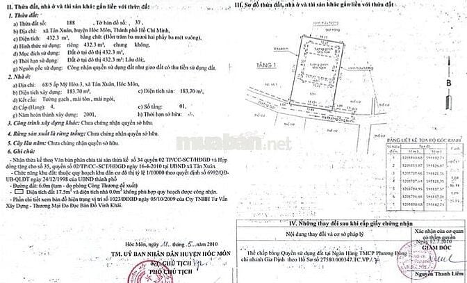 Bán đất 2MT hẻm Oto 432m2 (15x26 Full TC) Đ.Đồng Tâm, Tân Xuân, Hocmon