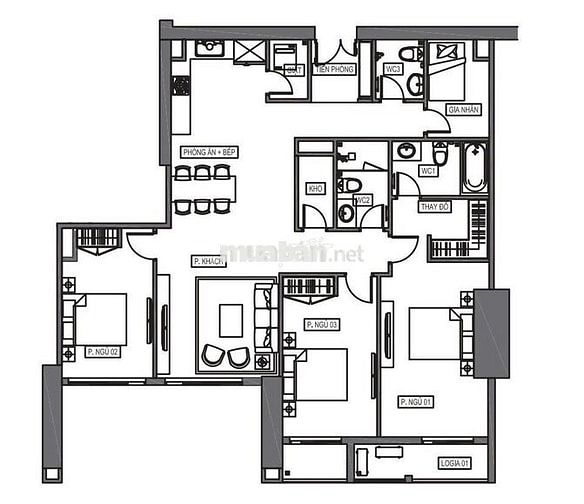Căn hộ 136m2, 3PN + 1 P. Nhỏ, 2VS, 1 P.Kho, Hà Đông