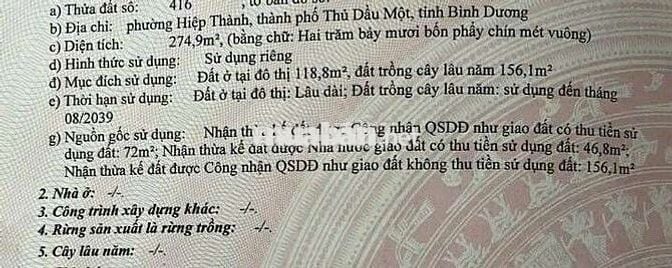 Bán đất siêu đẹp 2 mặt tiền đường Phạm Ngũ Lão, Phường TDM, Tp HCM