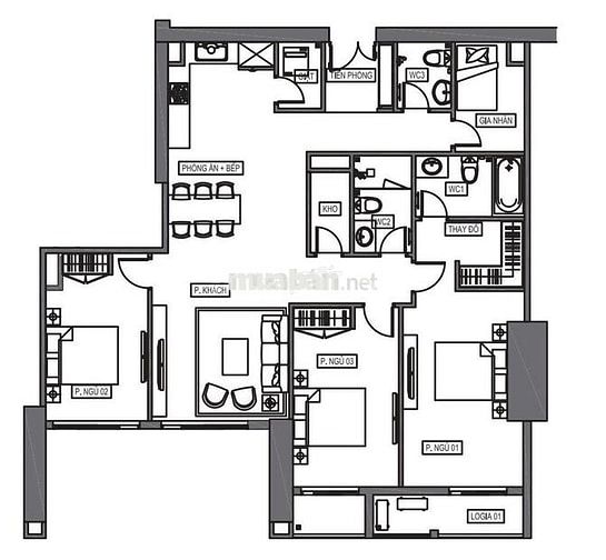 Căn hộ 136m2, 3PN + 1 P. Nhỏ, 2VS, 1. P.Kho, Hà Đông