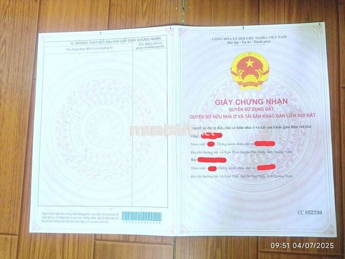 🔥 BÁN GẤP LÔ ĐẤT ĐẸP 210㎡ ĐÃ CÓ SỔ TẠI TRUNG TÂM HUYỆN PHÚ NINH 🔥