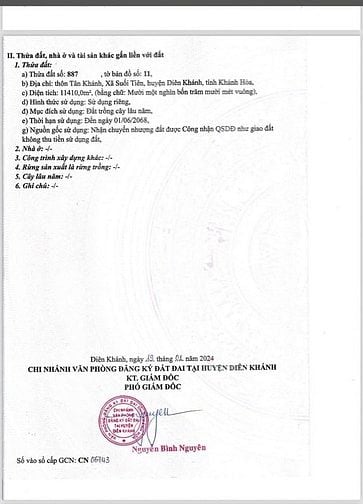 Bán 11.410m2 đất thổ cư tại Xã Suối Tiên, Huyện Diên Khánh, Khánh Hòa