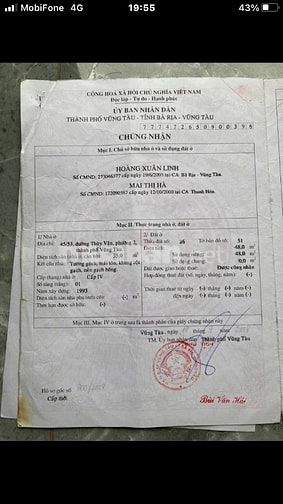 Nhà bán 49,5m2, 4 phòng ngủ, bãi sau đường Thùy Vân, TP Vũng Tàu