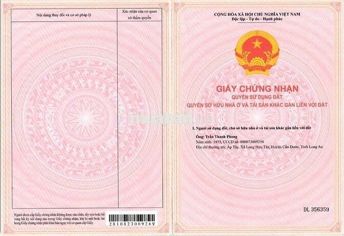 Bán đất tại Trương Định, Cần Đước, 6 tỷ, 293m2, sổ sẵn công chứng ngay