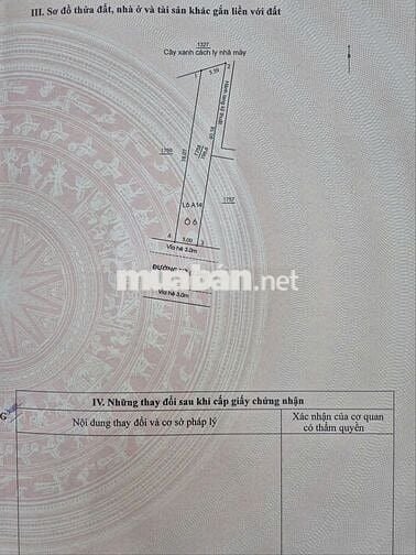 Bán 196 m2 đất, full thổ, Bến Cát, mặt tiền Hùng Vương, sổ hồng riêng.