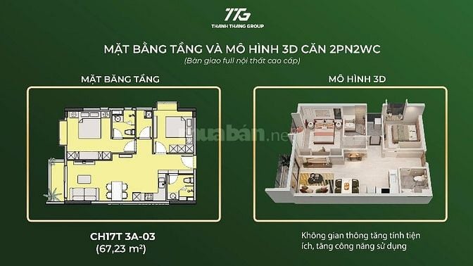 CĂN HỘ CAO CẤP 2PN+2WC tại Cái Răng - Cần Thơ