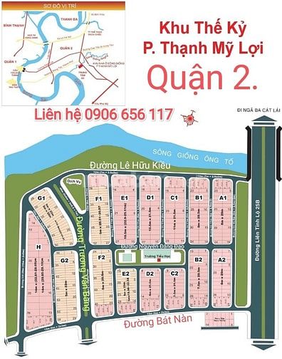 Bán đất khu Thế Kỷ 21.Quận 2.Sát Sông Giồng.DT 5x22m(110m2)giá 195tr/m