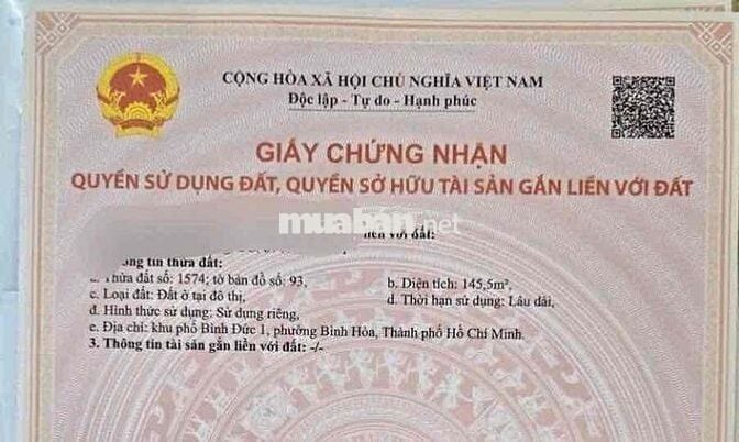 cần bán lô đất bình hoà 09 góc 2MT DT 145m2
