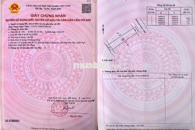 Bán lô đất 120m2 song song Võ Chí Công giá rẻ nhứt Hoà Quý