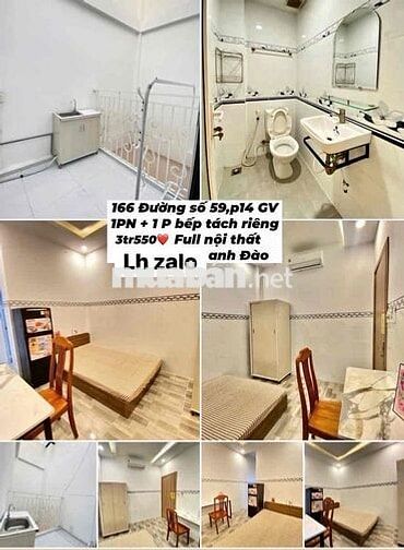 Studio cửa sổ- ban công- 1PN tách bếp 3tr3-3tr8