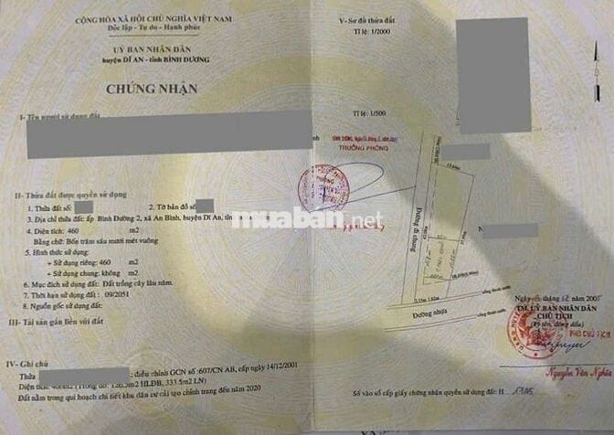Nhà 460m mặt tiền kinh doanh gần chợ Việt Lập p. An Bình Dĩ An