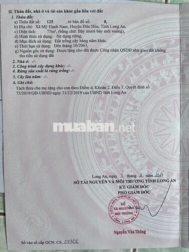 Chính chủ cần bán gấp lô đất vườn, DT: 4 x 19,25 giá 720tr.