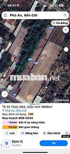 Bán đất mặt tiền DT 744 Phú An Bến Cát vị trí kinh doanh buôn bán