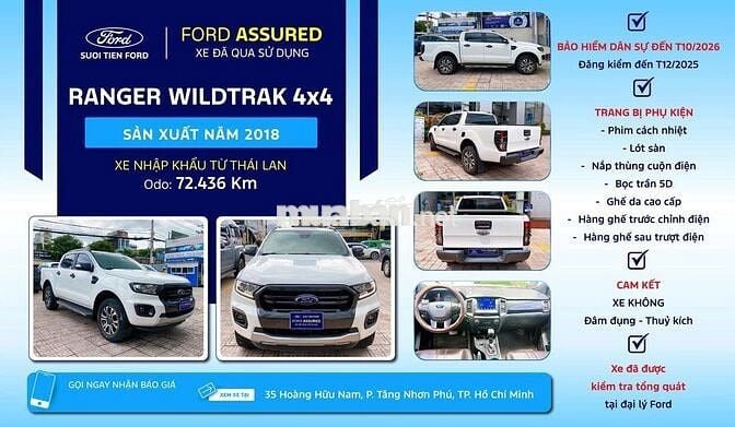 Ford Ranger 2018 Wildtrak 2.2L 4x4 AT - 72436 km