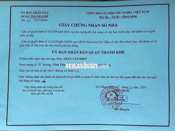 Nắm Chủ Nhận Cọc  Bán Nhà 3 Tầng Đường VĨNH TÂN. Đối Diện BỆNH VIỆN. Đ