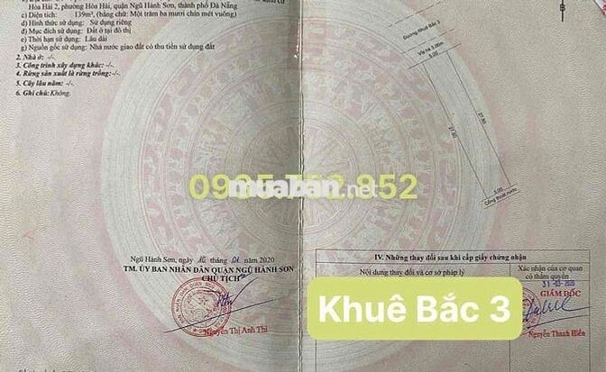 Chính Chủ Lô Đất KHUÊ BẮC 3 _ Cạnh MINH MẠNG DT Lớn 139m2 _ XÂY CH