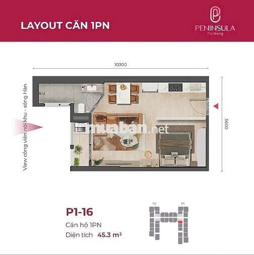 CĂN HỘ 1PN DỰ ÁN PENINSULA ĐÀ, GIỎ HÀNG HIẾM