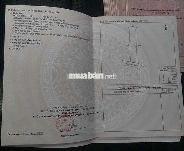 Đất sổ riêng thổ cư Phường Tân Triều