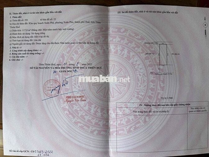 BÁN ĐẤT MẶT TIỀN TRẦN QUÝ KIÊN – PHƯỜNG XUÂN PHÚ, TP HUẾ