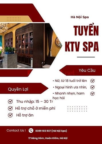 HÀ NỘI SPA TUYỂN DỤNG NHÂN VIÊN KỸ THUẬT VIÊN SPA 