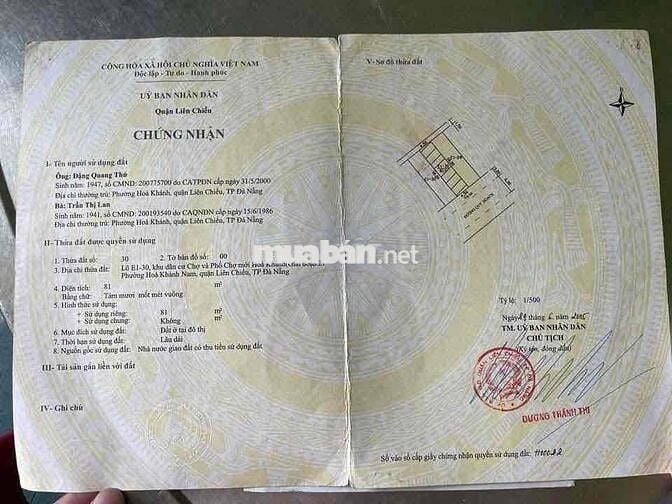 Bán đất đường 5m5 lề 3m - Mộc Bài 3 gần Ngô Văn Sỡ - Đà Nẵng