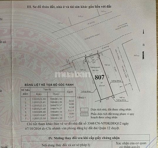 Chính chủ bán nhà mặt tiền 50 Thới An 15, P.Thới An, Q.12