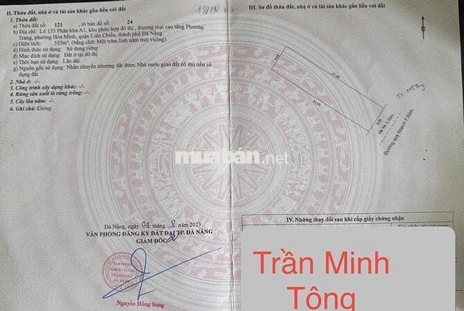 Bán đất khu A1 đường Trần Minh Tông