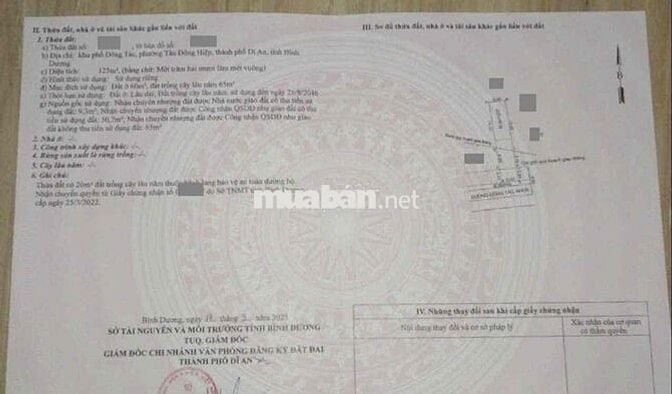 Đất 125m2 mặt tiền kinh doanh gần chợ Dĩ An