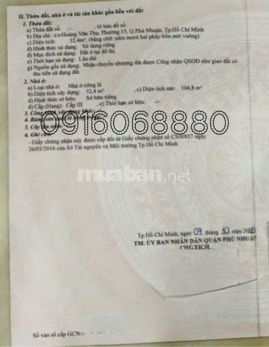 BÁN NHÀ MẶT TIỀN : 57 HOÀNG VĂN THỤ - P. 15 - Q. PHÚ NHUẬN - TPHCM