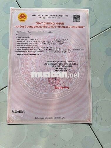 Bán đất mặt tiền DX71 Định Hoà (Chánh Hiệp, TP.HCM) 105,9m² giá rẻ