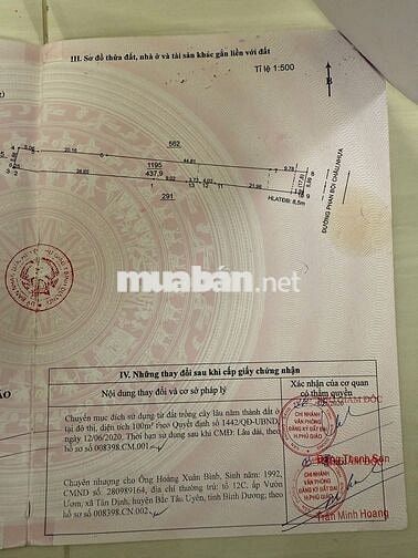 Bán Đất Mặt tiền nhựa Phan Bội Châu, Phú Giáo, Hồ Chí Minh