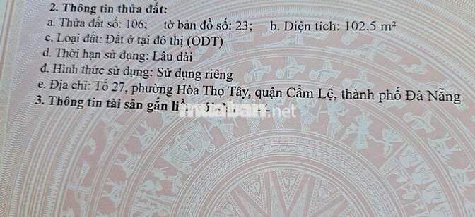 [GIÁ TỐT] - Đất 2 mặt kiệt oto 5m đg Tôn Đản giá chỉ 2t950 cho 102m2