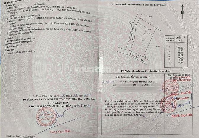 Chính chủ bán lô đất Phước Tân, Xuyên Mộc, 2 mặt tiền đường nhựa