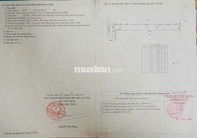 Bán dãy trọ 10 phòng : 287m2 (5x52) - Trung An - Củ Chi . Giá 2 tỷ 700