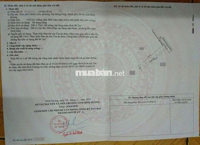 Đất gần chợ Tân Long , phường Tân Đông Hiệp Tp Dĩ An